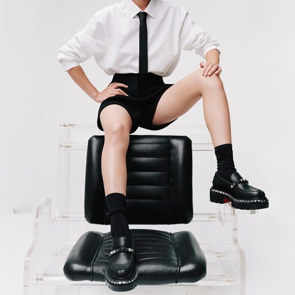 Christian Louboutin ST ROCH PYRACLOU FLAT Lug Spikes Loafers Moccasin Shoe - Picture 3 of 14